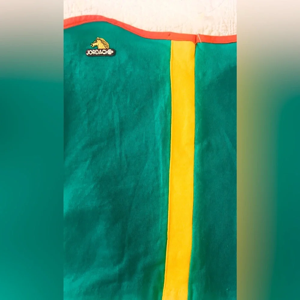 Vtg 90s Jordache Deadstock Lycra Colorblock Cami Tank Top NWT Teal Orange - Picture 4 of 7